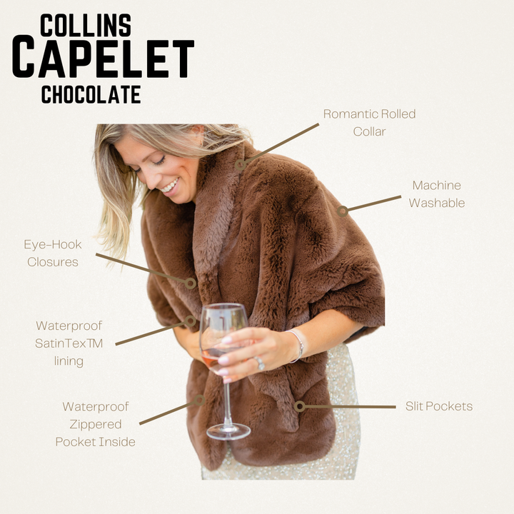 Chocolate Brown Faux Fur Collins Capelet: OS