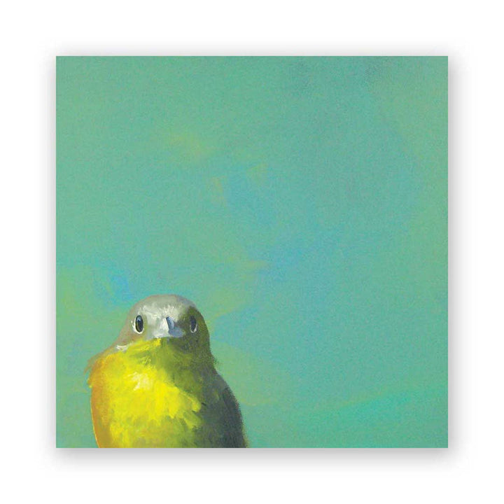 Yellow Bird Panel Wings on Wood 8 x 8