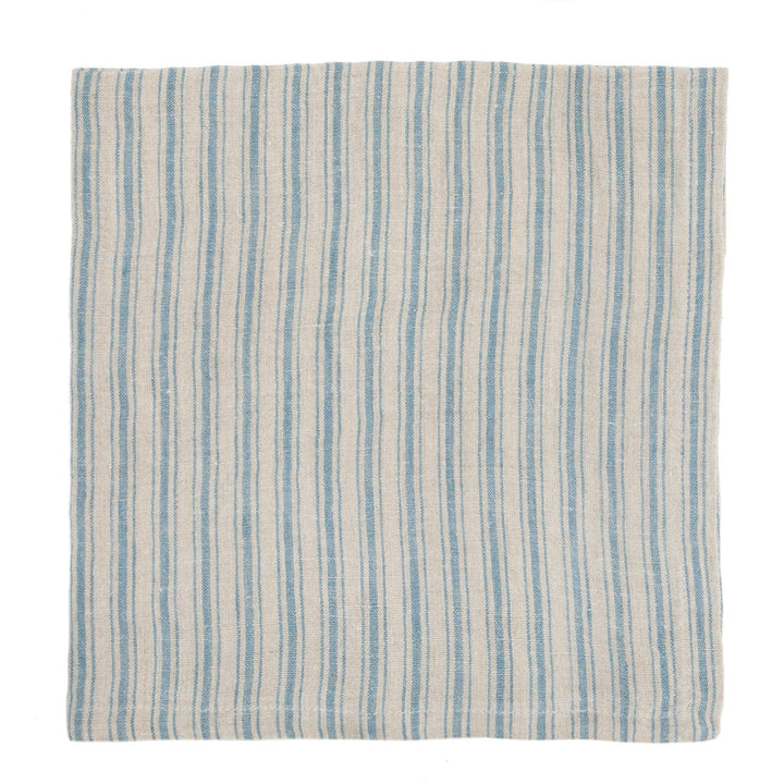 Boat Stripe Linen Natural & Blue Napkins 20x20 - Set of 4