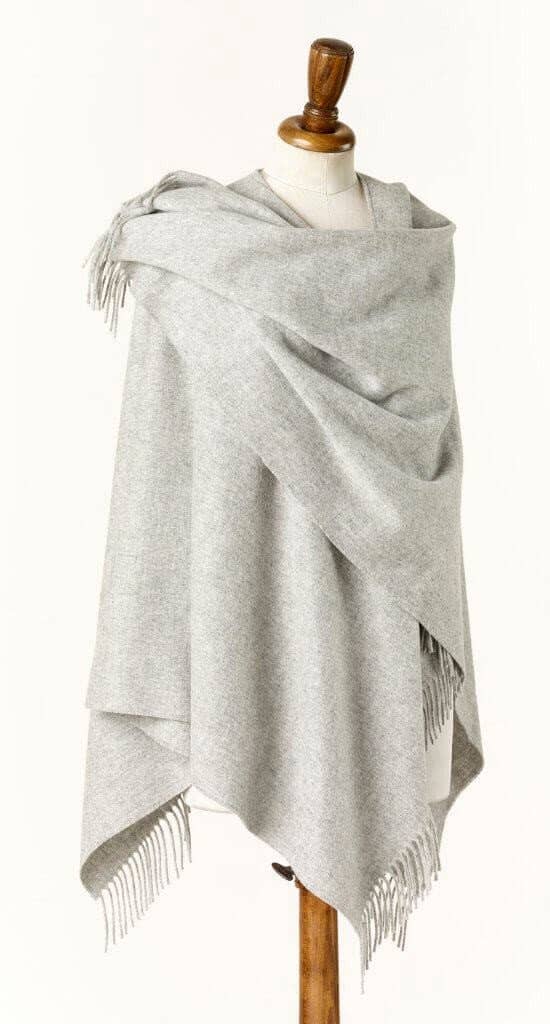 Bronte Moon - Merino Lambswool Mini Ruana - Plain, Silver