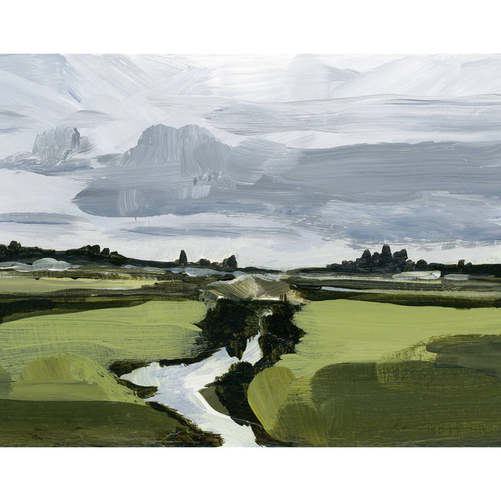 Laurie Anne Art - Foggy Countryside Horizontal Canvas Print