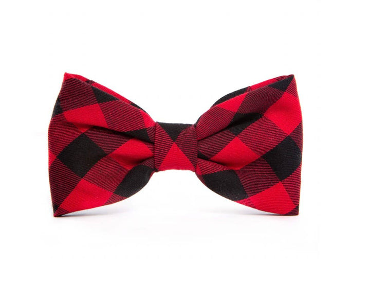Red and Black Buffalo Check Dog Bow Tie, small
