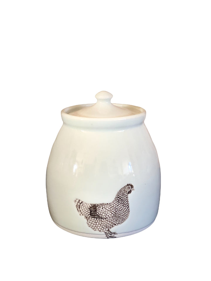 Small Canister, White, Hen