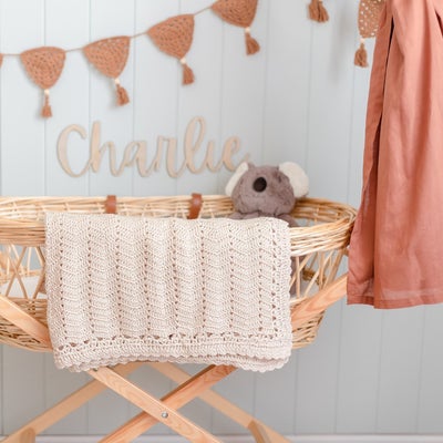 Artisan Crocheted Baby Blanket, vanilla