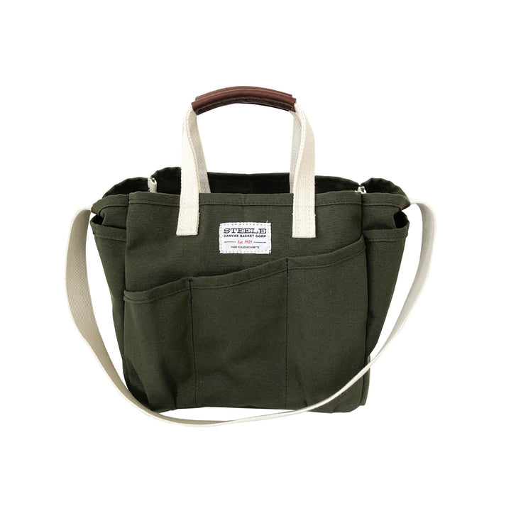 Utility Tote, olive canvas w/nat webbing handles