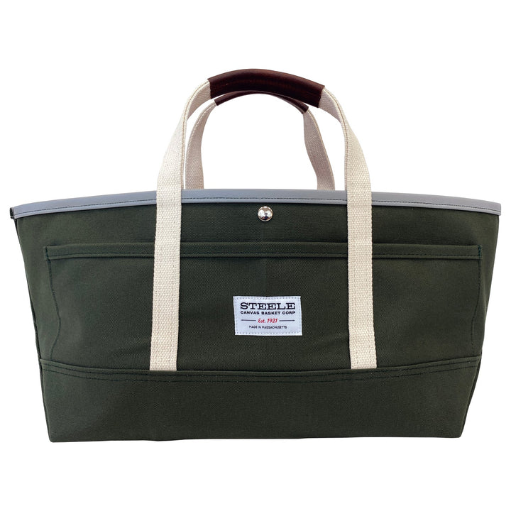 Garden Tote, olive canvas w/5 outer pockets