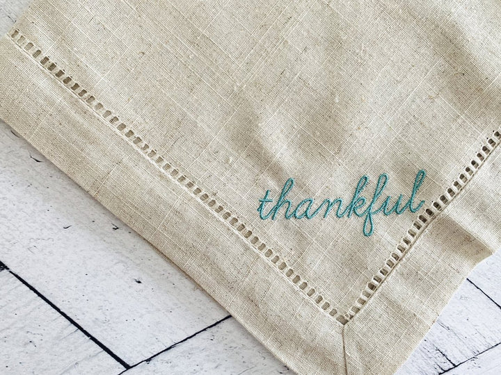 Thankful Cloth Napkins, set of 4, ocean