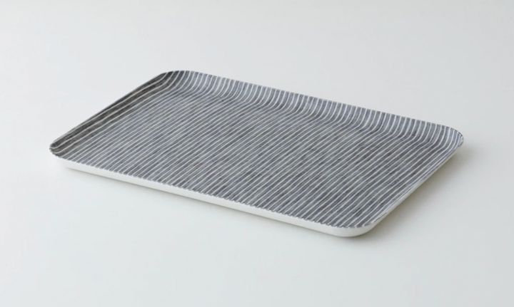 Linen Coating Tray, Grey + White Mini Stripe, Medium