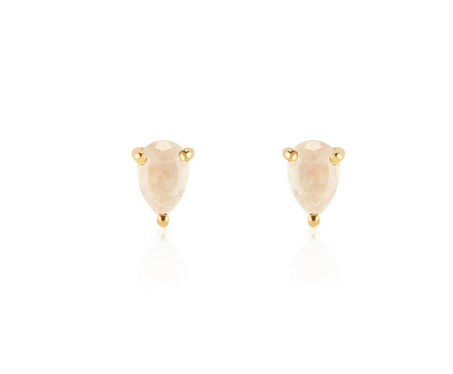 Deco Teardrop Studs, Moonstone