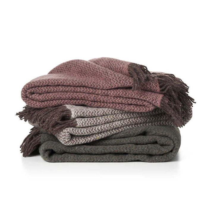 Wave 50% recycle wool 50% lambs wool Throw, Dusty Green
