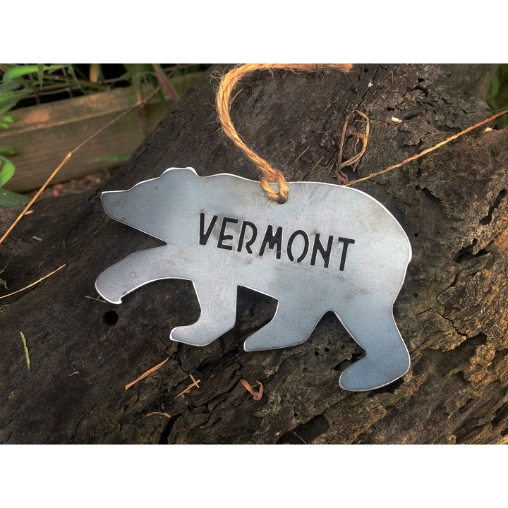 Bear Vermont Ornament, raw steel