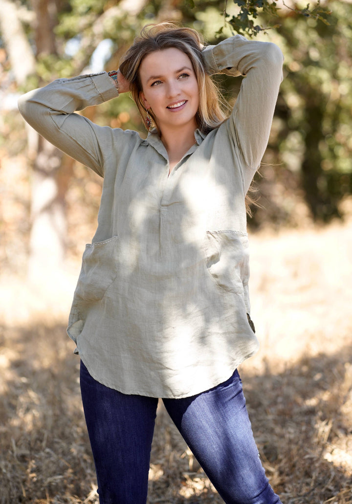 Jovie Linen Tunic w/ Emb. Details (Multiple Colors Included)