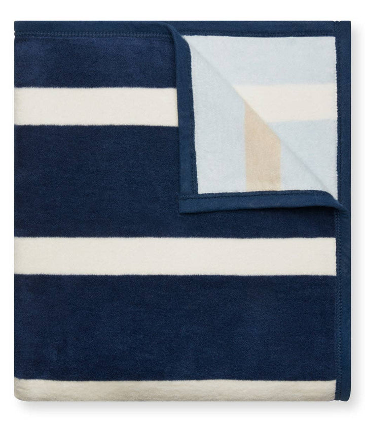 Mixed Stripe Vintage Blue & Wheat Blanket