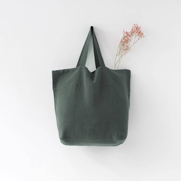 Forest Green Linen Big Bag