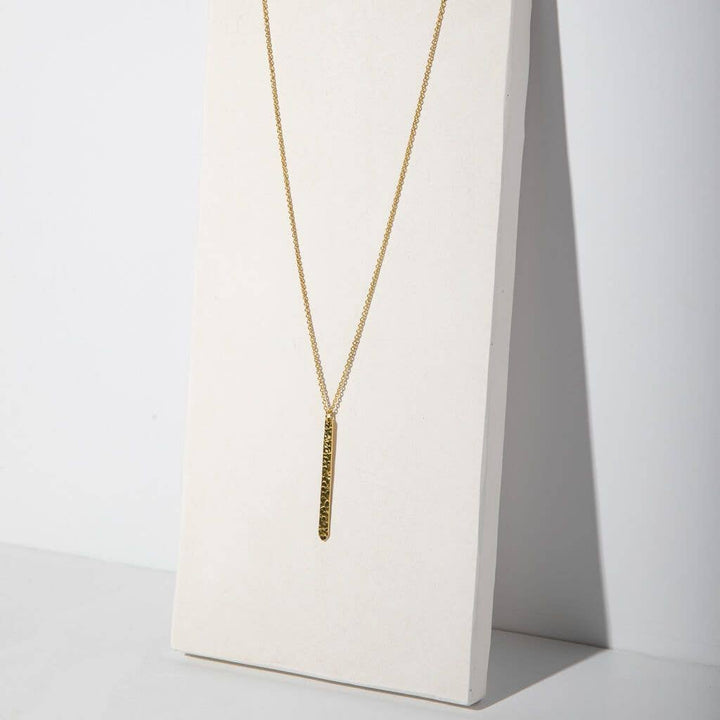 Minimal Stick Necklace | Hammered Brass