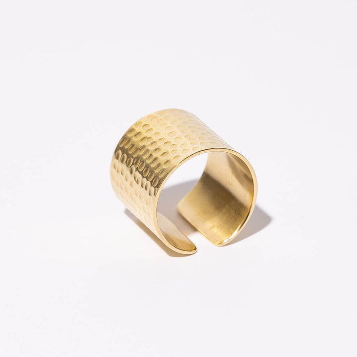 Adjustable Cuff Ring | Hammered Brass