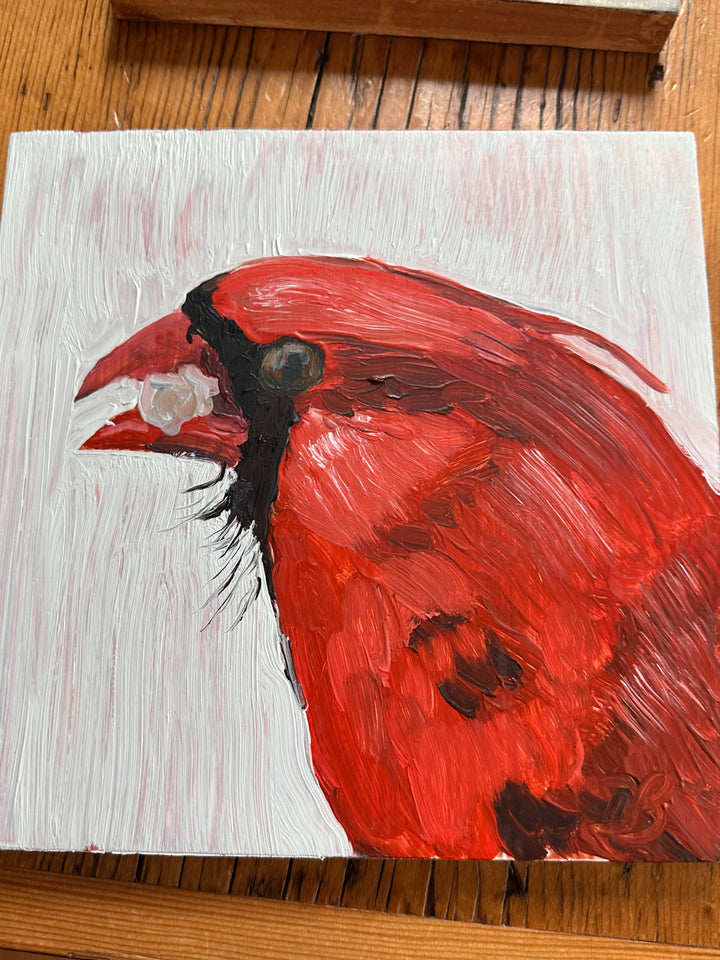 Derek Bell Painting Northern Cardinal