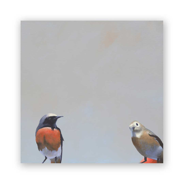 Redstart Pair Panel Wings on Wood 8 x 8
