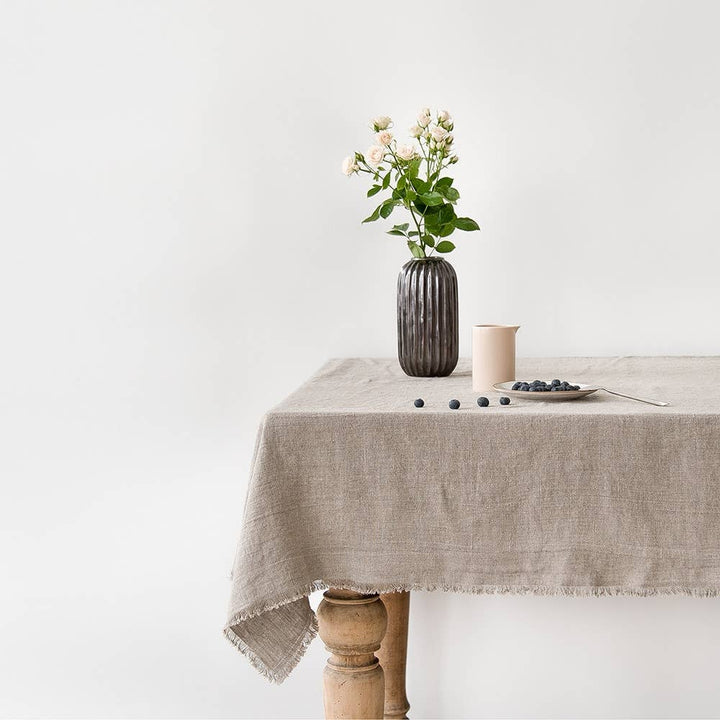 Natural Linen Tablecloth with Fringes