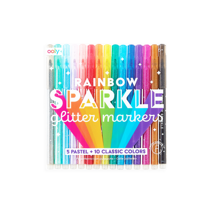 OOLY - Rainbow Sparkle Glitter Markers, set of 15