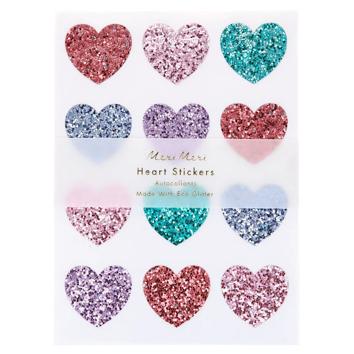 Rainbow Glitter Heart Sticker Sheets