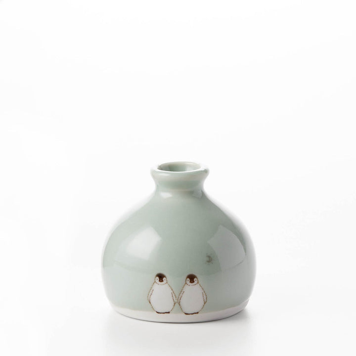 Bud Vase, Celadon, Double Penguin & Moon